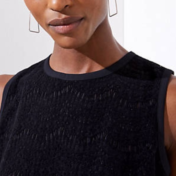 Loft Velvet Lace Shell Sleeveless Blouse Black NWT - Picture 3 of 3